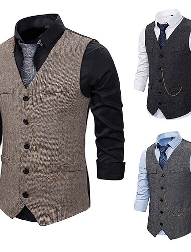  Klassisk Retro / vintage 1920-talet Väst Den store Gatsby Marshalk Herr Karnival Maskerad Bröllop Fest Bröllopsgäst Vuxna Väst Vår Höst