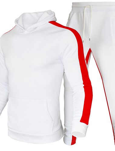  Herren Trainingsanzug Jogginganzug 2 Teile Strasse Winter Langarm warm halten Atmungsaktiv Feuchtigkeitsabsorbierend Fitness Fitnesstraining Laufen Sportbekleidung Sportkleidung Streifen Schwarz Gelb
