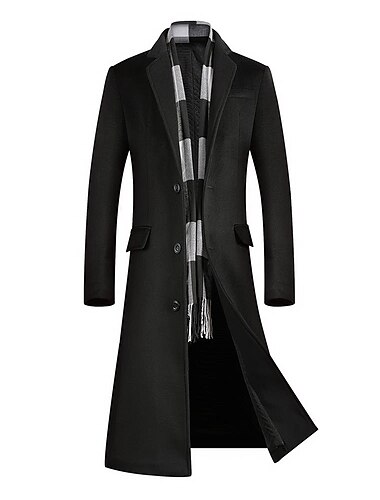  Herren Wintermantel Wollmantel Mantel Outdoor Arbeit Herbst Winter Wolle Oberbekleidung Bekleidung Basic Einfarbig Hemdkragen Einreihiger Verschluss