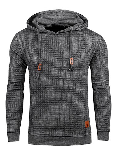  Per uomo Felpa con cappuccio Felpa con cappuccio a nido d'ape Nero Bianco Kaki Grigio chiaro Grigio scuro Tinta unica A coste Testurizzato Trama a maglia Sport & Outdoor Casuale Poliestere Cool