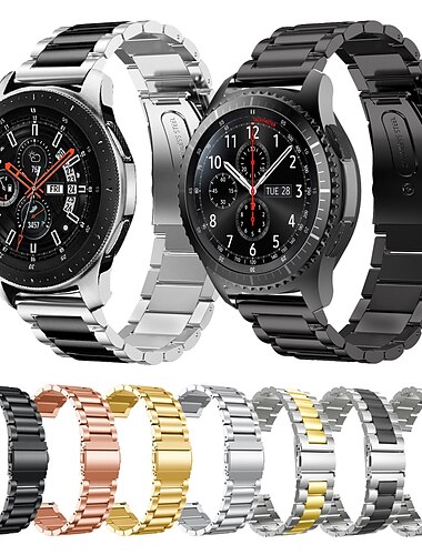  Ремешок для часов для Samsung Watch 3 45mm, Galaxy Wacth 46mm, Gear S3 Classic / Frontier, Gear 2 Neo Live Нержавеющая сталь Замена Ремень 22mm Браслет