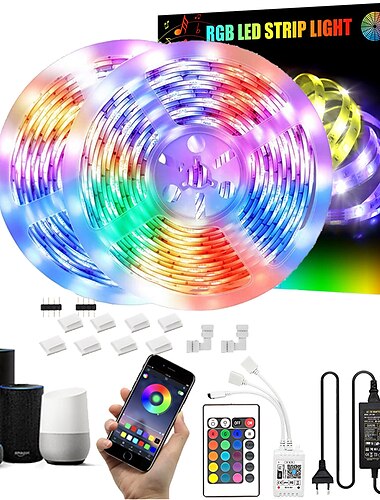  32,8 фута 10 м светодиодные полосы светодиодные wifi беспроводные rgb фонари tiktok светодиодные умные водонепроницаемые 5050 с 24 кнопками дистанционного управления гибкие ленточные фонари подходят