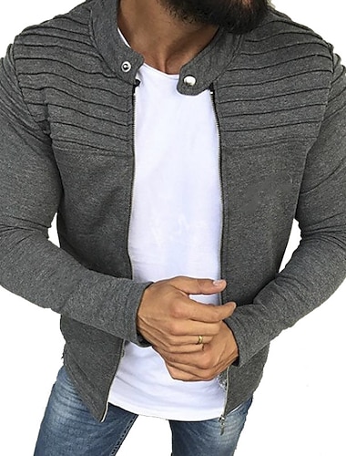  Ανδρικά Μπουφάν μετάβασης Casual Jacket Σακί Ζακέτα Καθημερινά Ρούχα Φθινόπωρο Βαθυγάλαζο Κόκκινο Κρασιού Μαύρο Ανοικτό Γκρίζο Πουφερ Μπουφάν