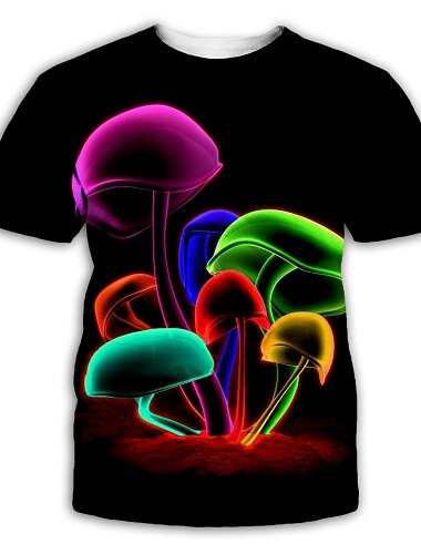  Herr Grafisk Svamp Skjorta T-shirt Kortärmad T-shirt 3D-tryck Rund hals Skjorta drivna Fest Dagligen Svart Gul Svart / Purpur Kläder Vanligt S M L XL XXL 3XL