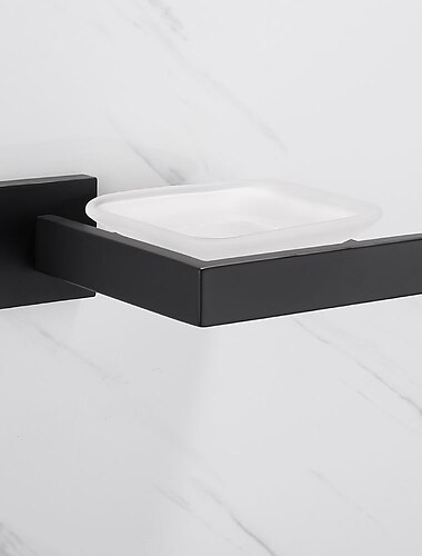  jabonera acero inox y abs con bandeja de cristal baño de pared 1 pieza acabados pintados, cromado galvanizado y cepillado