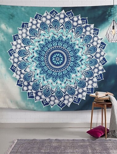  Mandala Bohemian Wandteppich Kunst Dekor Decke Vorhang hängen zu Hause Schlafzimmer Wohnzimmer Wohnheim Dekoration Boho Hippie psychedelische Blumenblume Lotus Indianer