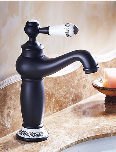  Waschbecken Wasserhahn, Einhand-Einloch-Messing-Standardauslauf, Vintage-Waschbecken-Wasserhahn aus Messing mit heißem und kaltem Wasser