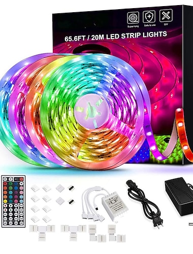  20 m 65.6ft led strip verlichting rgb kleur veranderende smd 5050 tape verlichting flexibele voor slaapkamer keuken diy woondecoratie 12 v 10a