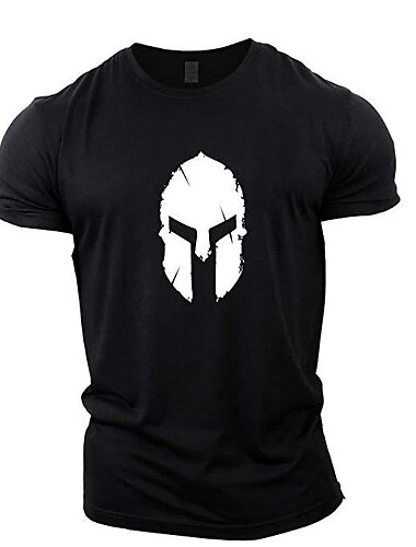  Herren Grafik spartanisch T Shirt T-Shirt 100% Baumwolle Kurzarm Grafik Hemd Wein Marineblau Schwarz auf weiß Bequemes T-Shirt Fitnessstudio Modedesigner-Kleidung