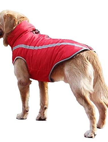  Warmer Fleece-Wintermantel für Hunde, wasserdichte Hundejacke, Bekleidung, reflektierender Hunde-Schneeanzug für mittelgroße und große Hunde