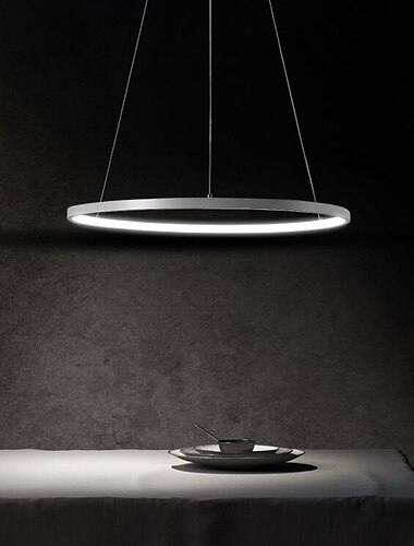  Lámpara colgante led de 1 luz 40cm 60cm 80cm aluminio círculo acrílico dorado blanco negro acabados pintados regulable para cocina moderna y sencilla para el hogar dormitorio 25w 38w 50w solo
