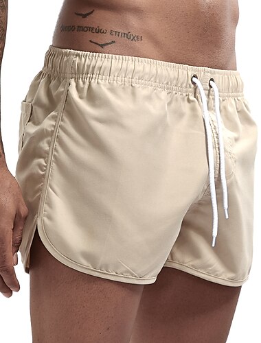  Herren Boardshorts Badeshorts Badehose Schwimmshorts Bademode Kordelzug Einfarbig Schnelltrocknend Leichtgewichtig Laufen Schwimmbad Klassisch Casual / sportlich Schwarz Weiß