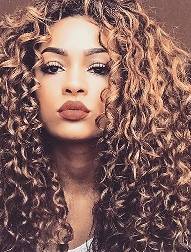  pelucas marrones para mujeres peluca sintética afro onda de agua rizada parte media peluca larga luz dorada marrón claro pelo sintético negro
