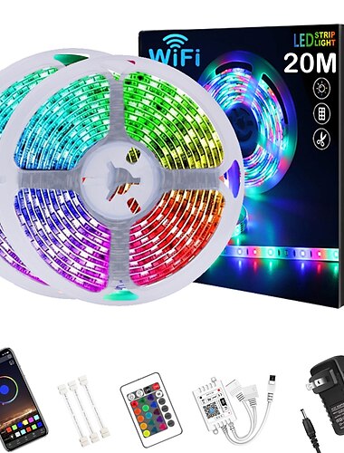  10m 32.8ft smart app controle flexibele led strip licht waterdicht 5050 rgb smd 360 leds werken met alexa google 12v 4a adapter kit