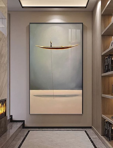  Pintura al óleo pintada a colgar Pintada a mano Vertical Abstracto Paisaje Contemporáneo Moderno Sin marco interior  (sin marco)