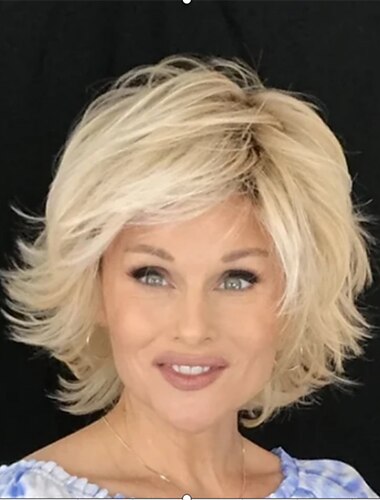  Syntetiska peruker Lockigt Asymmetrisk frisyr Peruk Korta Blond Syntetiskt hår 6 tum Dam Klassisk Utsökt Fluffig Blond