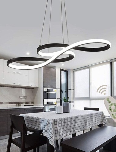  Lámpara colgante de acrílico regulable de 1 luz de 75 cm Lámpara de araña LED Diseño de nota ajustable Moderno para la iluminación de la sala de estar del hogar solo regulable con control remoto