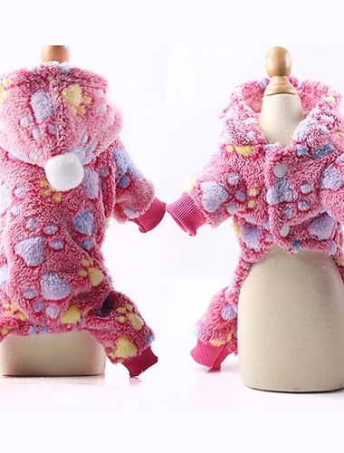  pluchen hondenpyjama voor koud weer 4-potige kleding voor hond kat rekbare puppy kitten onesie met knopen warme zachte huisdier jumpsuit winterjas