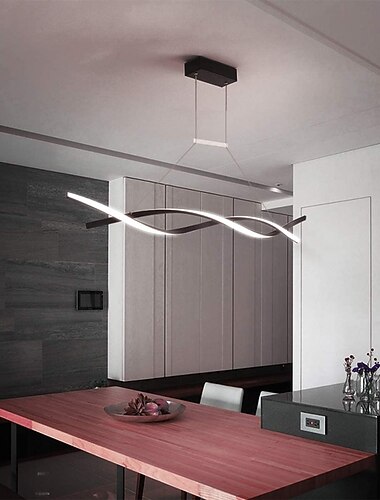 2 światła 80/100 cm lampa wisząca led aluminiowa linia design curl wave design regulowany żyrandol styl nordycki jadalnia oświetlenie do salonu 36w 110-240v ściemnianie tylko za pomocą pilota