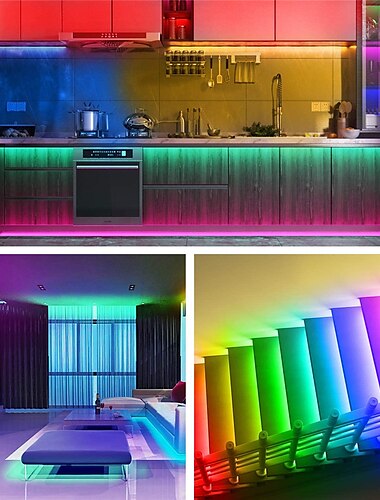  أضواء شريط LED 20 متر 65.6 قدم بلوتوث مقاوم للماء لتقوم بها بنفسك تغيير لون 2835 RGB مع وحدة تحكم عن بعد ومخفية سهلة التركيب لغرفة الإضاءة الخلفية للتلفزيون وغرفة النوم