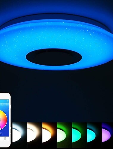  Luz de techo de 40cm con bluetooth, luz de techo con absorción de música, luz led colorida para historia, luz para teléfono móvil, aplicación inteligente, luz para dormitorio principal