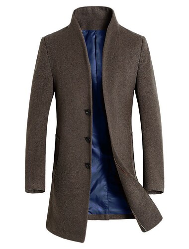  Herren Wintermantel Wollmantel Mantel Outdoor Geschäft Herbst Winter Wolle Windundurchlässig Warm Oberbekleidung Bekleidung Moderner Stil Einfarbig Ständer Einreihiger Verschluss