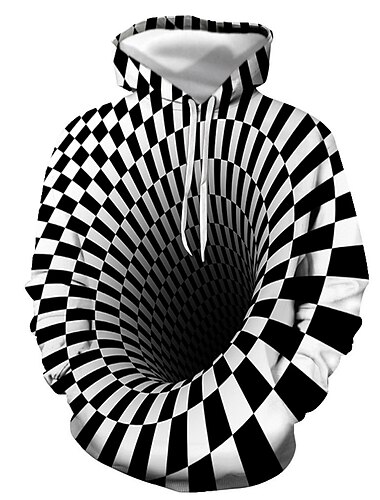  Homme Sweat à capuche Sweat à capuche léger Noir et Blanc Noir & Blanc Noir Blanche Bleu Capuche Graphic 3D Print du quotidien Sortie 3D effet Design basique Décontractées Automne Vêtement Tenue