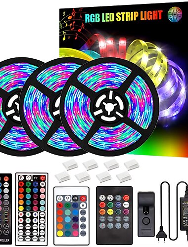  Juletre LED Strip Lys 20M 65.6ft Bluetooth Vanntett DIY Fargeforandring 2835 RGB med Fjernkontroll og Skjult Kontroller Enkel Installasjon TV Bakgrunnsbelysning Rom og Soverom