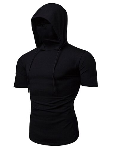  Hombre Sudadera con capucha con máscara Camiseta para correr Correa Manga Corta Camiseta Calle Ropa Deportiva Otoño Algodón Mantiene abrigado Transpirable Suave Reductor del Sudor Corriendo Correr