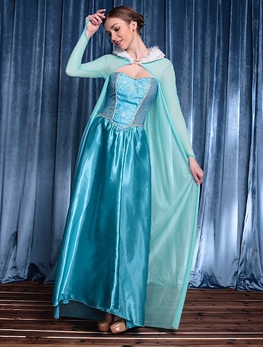  Elsa Jurken Cosplay kostuum Dames Film cosplay Cosplay vakantie jurk Halloween Blauw Kerstmis Carnaval Kleding