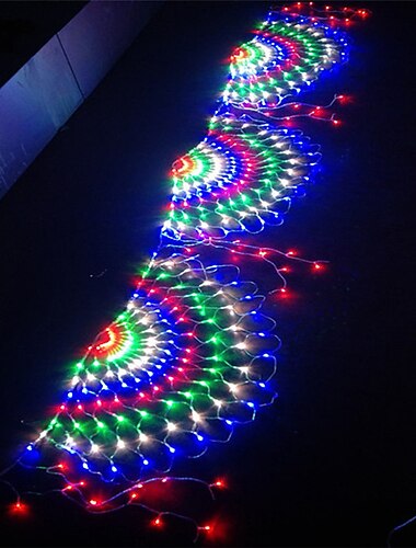  3.5m 3xpeacock mesh net led string lights Χριστουγεννιάτικη διακόσμηση της Πρωτοχρονιάς εύκαμπτο net string πολύχρωμο φωτισμό για υπαίθριο αίθριο γκαζόν δέντρο διακόσμηση λάμπα φωτισμού διακοπών ac110