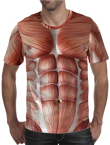  Herren Graphic Muskel T Shirt Tee Lustige T-Shirts Kurzarm T-Shirt 3D-Druck Rundhalsausschnitt Hemd Muskel A B Schwarz Bekleidung Übergröße S M L XL XXL 3XL 4XL