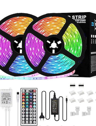  led strip verlichting rgb 65.6ft 20m smd 5050 leds kleur veranderende waterdicht met afstandsbediening voor thuis keuken tv party slaapkamer bar kerst home decor