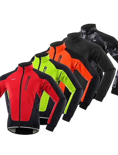  Arsuxeo Miesten Pyöräilytakki Fleecetakki Talvi Pidä lämpimänä Tuulenkestävä Fleece-vuori Hengittävä Pyörä Takki Tuulitakit Maastopyöräily Maantiepyöräily Kaupunkipyöräily Musta Vihreä Oranssi