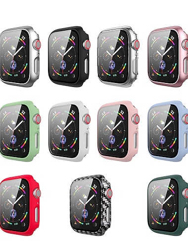  Horlogekast met schermbeschermer Compatibel met: Apple Watch Series 8 7 41mm 45mm / Series 6 5 4 SE 40mm 44mm / Series 3 2 1 38mm 42mm Krasbestendig Bumper volledige dekking Gehard glas / PC Horloge