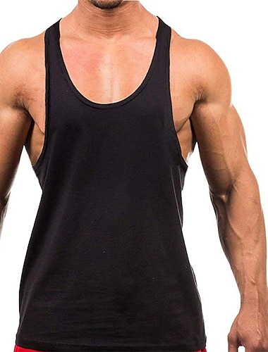  Hombre Camiseta sin mangas Running Top de ejercicio Chalecos Verano Algodón Transpirable Secado rápido Dispersor de humedad Aptitud física Entrenamiento de gimnasio Culturismo Ropa de deporte Ropa de