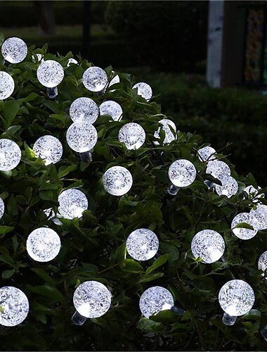  Solar Lichterketten LED Outdoor Solarleuchten 2 Stück 20 LED 5m Solar Terrasse Gartenleuchten mit 8 Modi wasserdichte Kristallkugel Lichterketten für Terrasse Rasen Party Hochzeit Garten Dekorationen