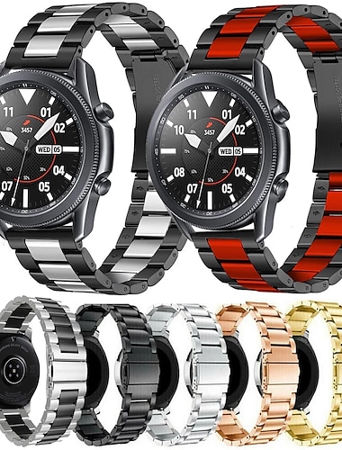  Ремешок для часов для Samsung Watch 3 45mm, Galaxy Wacth 46mm, Gear S3 Classic / Frontier, Gear 2 Neo Live Нержавеющая сталь Замена Ремень 22mm Деловые Классическая застежка Браслет