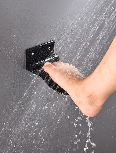  مسند قدم للحمام مصنوع من سبائك الألومنيوم شديد التحمل رف حلاقة قابل للطي مسند قدم للاستحمام لأرجل الحلاقة (أسود / فضي)