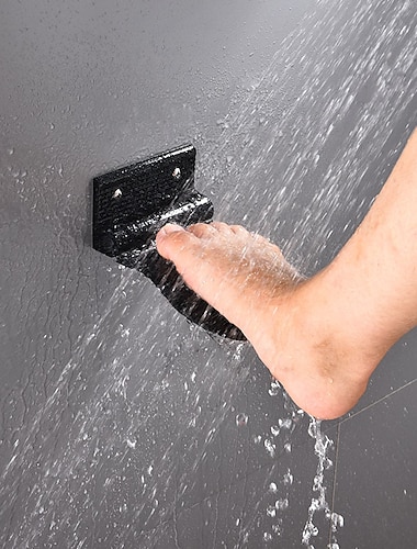  reposapiés de baño estante de afeitado de aleación de aluminio resistente reposapiés de ducha plegable para piernas de afeitado (negro/plateado)