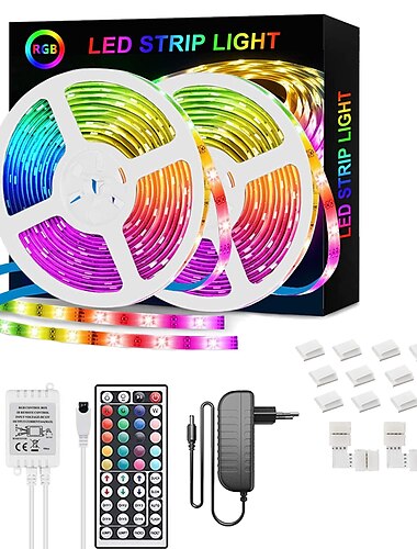  led strip verlichting rgb 65.6ft -20m 32.8ft-10m tape licht smd5050 led strips met afstandsbediening met 44 toetsen ir afstandsbediening en 12v voeding flexibele kleur veranderende gelden