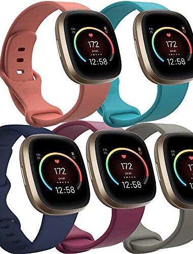  Correa de Smartwatch Compatible con Fitbit Versa 4 Sense 2 Versa 3 Sense Silicona suave Reloj inteligente Correa Elástico Transpirable Correa Deportiva Reemplazo Pulsera