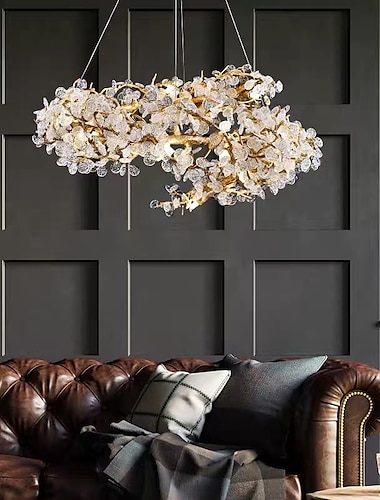 60 cm led gouden kroonluchter dimbare dendritische structuur spiraal cirkel vorm hanglamp moderne aluminium geanodiseerd 110-120 v 220-240 v
