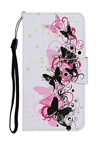  Handy Hülle Handyhüllen Für iPhone 16 15 14 Pro Max Plus 13 12 11 Pro Max Mini Brieftaschenhülle Flip-Cover Magnetisch Stoßfest Cartoon Katze Blumendruck TPU PU-Leder