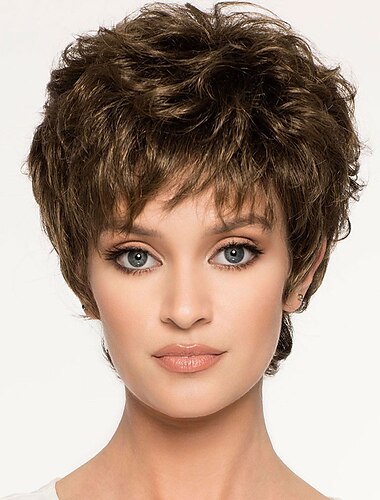  perruques brunes pour femmes perruque synthétique droite bob perruque cheveux synthétiques bruns courts conception à la mode des femmes cheveux mis en évidence / balayage perruques brunes exquises