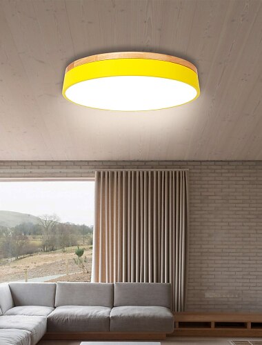  Plafón led de 30 cm estilo nórdico luces básicas empotradas sector metalico moderno acabados pintados madera amarillo negro blanco verde azul gris rosa 110-120v 220-240v