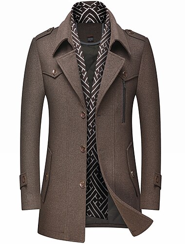  Herren Wintermantel Wollmantel Mantel Geschäft Casual Winter Wolle Oberbekleidung Bekleidung Fallendes Revers