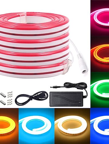  3 ~ 5 m 9,8 ~ 16,4 piedi multicolor flessibile neon led luci della corda della striscia 120 led / metro 2835 smd ip65 flessibile impermeabile con adattatore di alimentazione dc12v per la decorazione