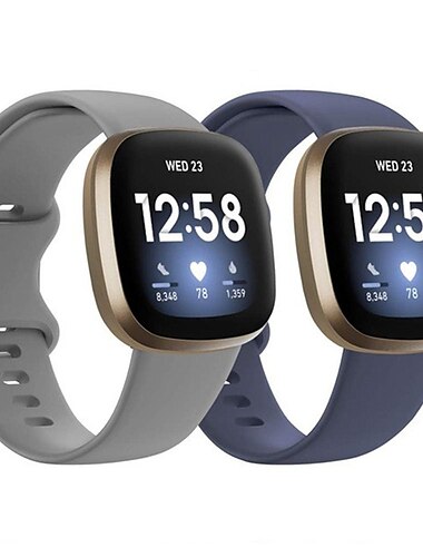  2er Pack Smartwatch-Band Kompatibel mit Fitbit Versa 4 Sense 2 Versa 3 Sense Weiches Silikon Smartwatch Gurt Wasserdicht Verstellbar Atmungsaktiv Sportarmband Ersatz Armband