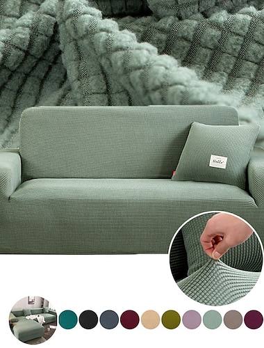  bankhoes hoes jacquard elastisch hoekbank fauteuil tweezitsbank 4 of 4 of 3 zits l-vorm bordeauxrood wit grijs zwart effen effen kleur zacht duurzaam wasbaar